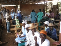 Holding a medical clinic in the school at Pelerin
