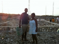 Clenold and Nono in front of the foundation for the new small base in Fonds-Parisien that they will oversee for us.