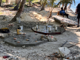 Several concrete reef tops were built to go on sort rock reefs.