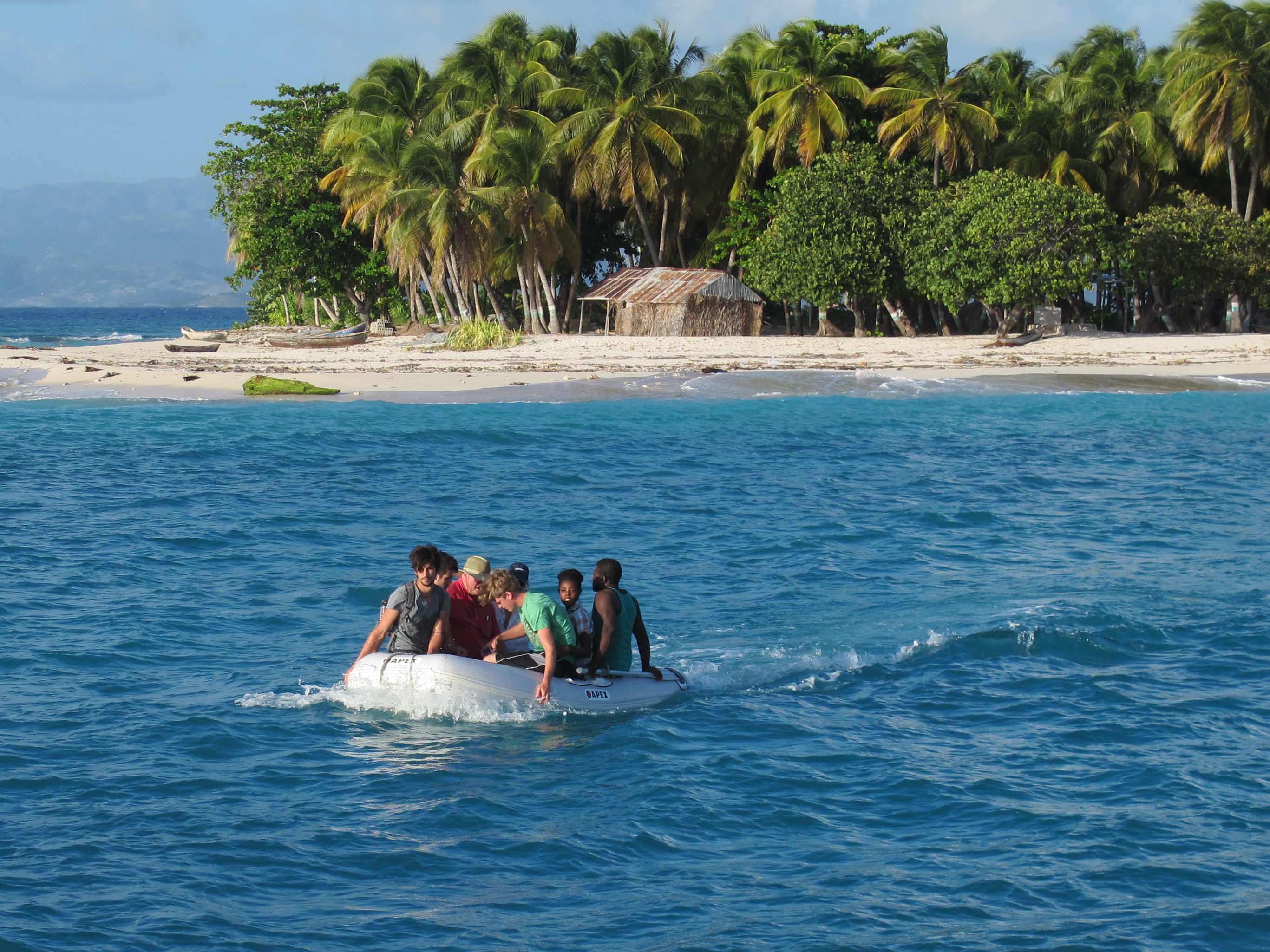 Taking the dinghy into the island