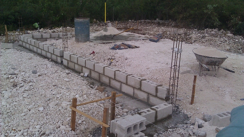 2 blocks high for the foundation walls on the footings