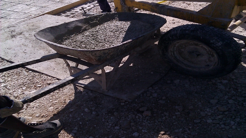5 or 6 wheelbarrow load to move per batch of concrete.
