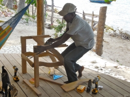 Yvon assembling an adirondack chair made from boards sawed on the sawmill!!
