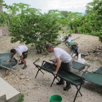 Washing donated cholera cots