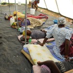 Cholera patients on the plastic on the floor