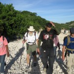 Yvrose and Bill headed up the riverbed with the Global Dirt team