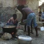 Cooking the meal at the village