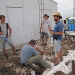Working on the drain pipes for the shower house