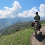 Yvrose on an easy part of the mountain trail going up