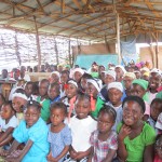 The children of Pelerin watching the Jesus film