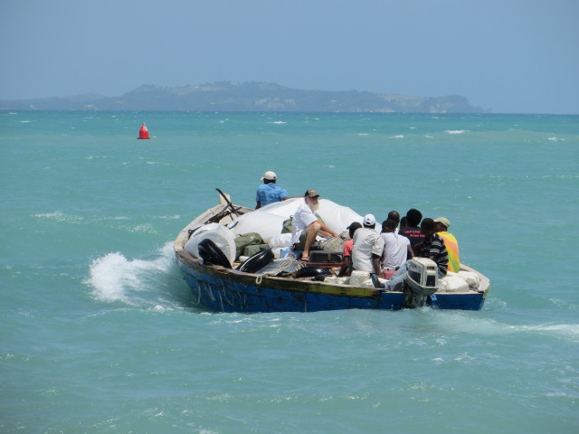 Taking supplies to the island