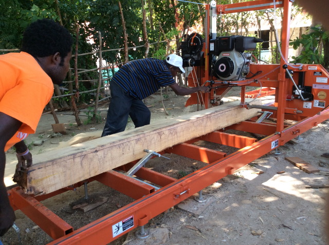 With the arrival of the sawmill on Ile a Vache, jobs and materials are being made.