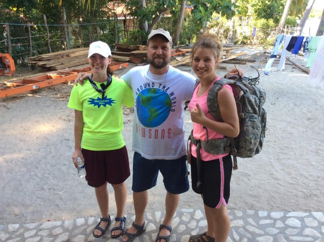Hannah, Rebekah, and Skip headed out with the medical backpacks
