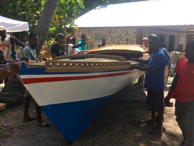 Getting ready to push her into the ocean