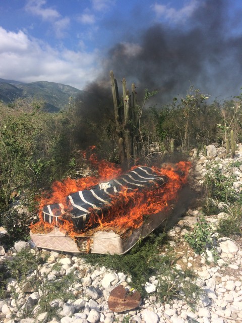 Burning the bedbug infested mattresses
