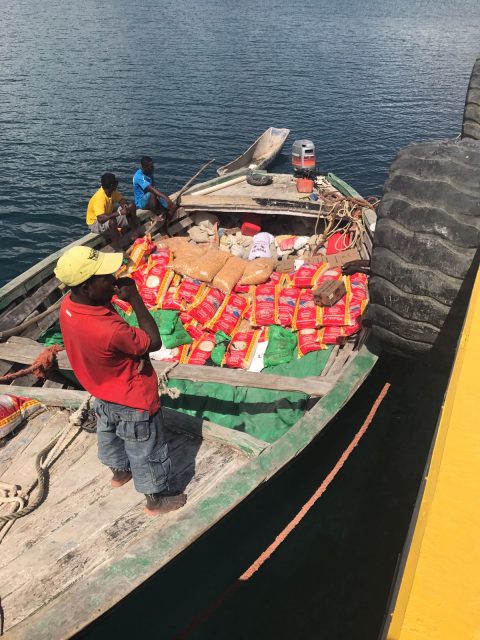 Loading one of the food shipments